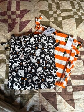 Old Navy Halloween Sleep Pants Duo - Black, White & Orange Prints